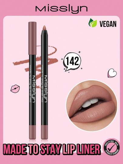 Misslyn Long-Lasting High-Pigment Lip Liner Pencil, Creamy Gel Formula, Smooth Application, Natural Makeup Effect, Can Be Sharpened With Pencil Sharpener, High Color Payoff, Creates Natural Lip Look, Long-Lasting Velvety Matte Lip Liner Pencil, Smudge-Proof