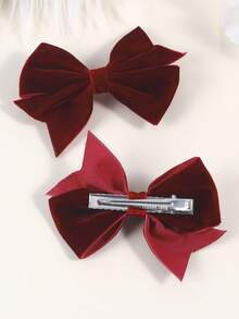 2pcs/18pcs Christmas & New Year Velvet Hair Bows For Girls, Burgundy & Green Swallow Tail Design Bow Hair Clips Suitable For Christmas Decorations Gifts Daily, Cute Hair Accessories For Girls Kids