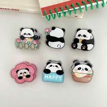 1 cái/3 cái/6 cái Kẹp hai mặt hình gấu trúc bằng acrylic, Kẹp ghi nhớ hoạt hình dễ thương, Kẹp niêm phong đồ ăn nhẹ chất lượng cao, Kẹp tin nhắn, Kẹp ảnh, Quà tặng trang trí, Kẹp văn phòng phẩm, Kẹp biên lai - Nhiều màu - Xem 6