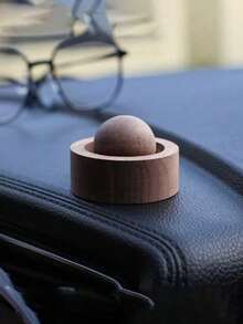 1pc Elegant Wooden Aroma Diffuser, Rotating Design, Natural Fragrance Carrier, Black Walnut And Beech Creative Essential Oil Diffuser, Car Aroma Ball, Multi-Purpose And Multi-Scenario, Suitable For Car And Bedroom Office Desks, Non-Flammable, Perfect Gift Choice, Enhance Air Quality, Home Fragrance