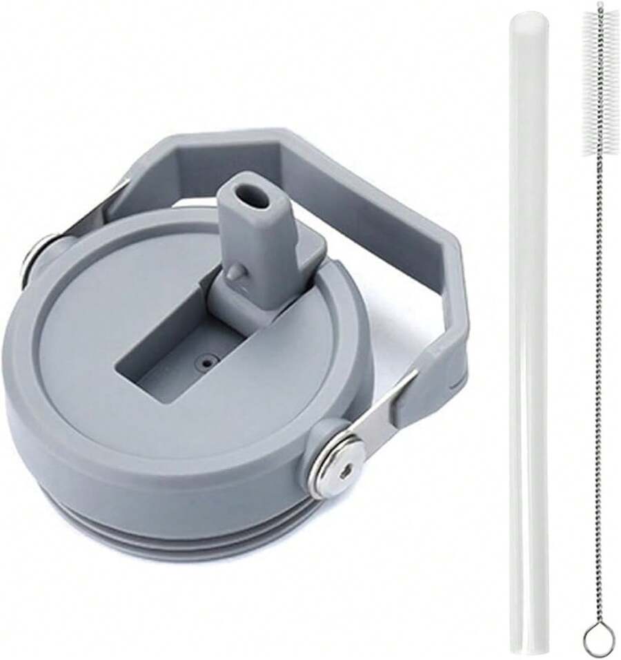 Replacement Flip Straw Lid For IceFlow, Fits 20oz & 30oz Tumblers With Cleaning Brush, Rose Red - Gray - View 1