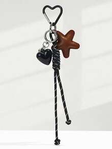 Yogodlns PU Leather Star Bag Charm, Handmade Nylon Rope Phone Pendant, Ins Single Buckle Tassel Keychain, Bow Star Keyring, Multi-Functional Keychain Pendant, Exquisite Backpack Decor Accessories, Gift - Multicolor - View 8