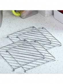 4个不锈钢四脚支架耐热厨房餐桌垫杯垫不锈钢隔热垫桌面防烫保护垫适用于餐厅厨房烘焙 - 銀色 - 查看 15