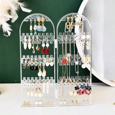 1pc Folding Earring And Stud Display Rack, Necklace And Jewelry Rack, Stand Panel, Screen Organizer, Home Storage Rack