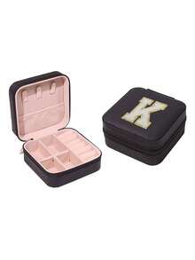 Organizer da viaggio per gioielli, scatola portaoggetti per gioielli con iniziali personalizzabili, organizer multifunzionale per gioielli, organizzazione e conservazione dei gioielli, scatola portagioie compatta, organizer per il trucco, organizer per smalti, elementi essenziali da viaggio, elementi essenziali per crociere, per anelli, collane, orecchini, conservazione dei gioielli, regali per damigelle, regali personalizzati per donne, mogli, mamme