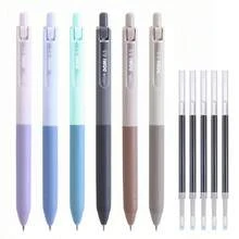 6pcs Morandi Color Neutral Pens + 5pcs Refill Ink Cartridges, 0.5mm Black Ink, Matte Finish, Retractable, Comfortable Grip, Quick Drying, Smooth Writing - 6 Ballpoint Pens + 5 Refills - View 11