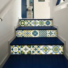 12pcs Bohemian Floral Ceramic Tile Stickers, Self-Adhesive PVC Stickers For Kitchen Backsplash, Bathroom And Stair Walls - Easy To Apply And Remove, 10/15/20cm*12pcs - Multicolor - View 8