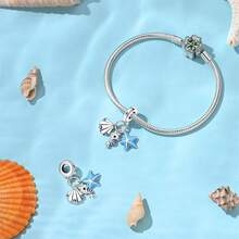 1PC Ship And Airplane Travel Luggage Three Pieces Sets, Airplane Suitcase And Camera Three Pieces Sets, Seahorse, Shell, And Starfish Three Pieces Charms, DIY Creative Bracelets, Wristbands, Necklaces, And Other Jewelry, Suitable As Gifts For Women And Girls For Birthdays, Holidays, Travel, And Anniversaries - Multicolor - View 4