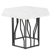Modern Hexagonal Marble Dining Table, Black Metal Branch Base, Simple Aesthetic Coffee Table, Suitable For Dining Rooms And Living Rooms - Black and White - View 8