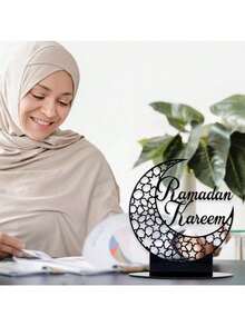 1pc Black Moon Acrylic Ornament, Moon-Shaped Decoration, E-I-D Party Decoration, Family Star And Moon Decoration, Kitchen Table Decoration, Party Gift. Modern Home Decor Wedding Table Decoration, Holder Stars And Moon Home Decoration Housewarming Gift, European Style Party Decoration, Ins Style Decorations For Home, Home Decor Room Decor, Suitable For Kitchen, Party, Restaurant - Multicolor - View 2