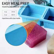 Silicone Freezer Tray With Lid 2 Pack Silicone Freezer Molds - Large Ice Cube Tray - Makes 4 Perfect 2 Cup Portions  Meal Prep Containers- Oven & Dishwasher ,28246739 - 藕粉色 - 查看 6