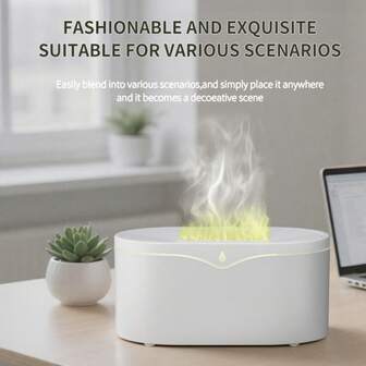 1个全新迷你仿真火焰香薰机，火焰效果逼真，运行安静，断电保护，时尚精致，适用于多种场合，是办公室、卧室和客厅的理想之选，也是一份完美的礼物。