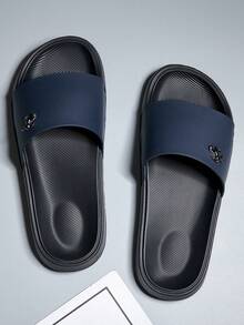 Men's Athletic Slides, Thick EVA Sole, Lightweight Casual Home & Outdoor Wear Slides, Summer Slippers For Outdoor, Beach & Casual - Blue - View 6