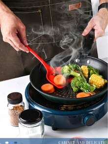 8pcs/Set Silicone Kitchen Cooking Utensil Set, Including Spatula, Soup Ladle, Strainer Ladle, Wok Spatula, Pasta Server, Salad Tongs, Honey Dipper, Available In Red And Black Colors