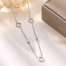 1 Piece Simple And Elegant Clover Bracelet And Necklace Set Perfect For Everyday And All Occasions Clover Jewelry Set