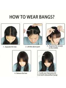 1 Piece Women's Clip-On Bangs-Heat-Resistant Synthetic Fiber, Natural Straight Hair Effect, Easy Clip-On Design, Suitable For Daily, Work, Party, Date-Dense Texture Adds Layering, Suitable For All Light Colors And All Kinds Of Hairstyles, Quick Modeling, Seamless Integration, Dedicated To Busy Women - nâu nhạt - Xem 6