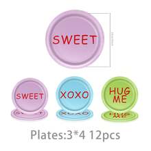 Valentine's Day Party Supplies - Romantic Valentine's Day Party Decorations, Tableware, Plates, Cups, Napkins, Disposable Utensils, Wedding & Birthday Party Supplies, Multiple Options - Multicolor - View 7