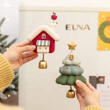 1pc Creative Cute 3D Tree House Fridge Magnet, Cartoon Magnetic Sticker With Bell, Suitable For Office Whiteboard, Dishwasher, Pegboard, Kitchen, Home Decor, Fun Gift, Birthday Gift, New Year Decoration, Valentine's Day Gift