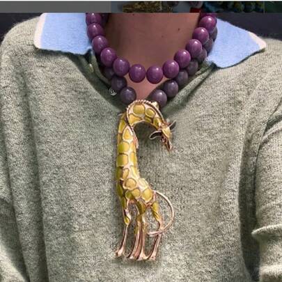 New Exaggerated Multi-Head Giraffe Beaded Necklace Choker, Giraffe Pendant Necklace Jewelry Accessory For Women, Party