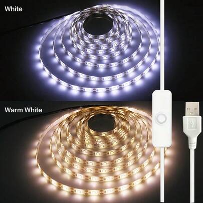USB LED Lights, LED Strip Light, LED Lights For Tv Backlight,  Warm White/Cool White, Easy Installation With Adhesive Energy-Efficient LED Lights For Home, Bedroom, Kitchen, Cabinet, For Halloween Decor