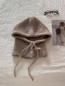 1pc Soft Thick Balaclava Knit Hat Scarf Set, Warm & Casual, Multifunctional For Women In Autumn/Winter