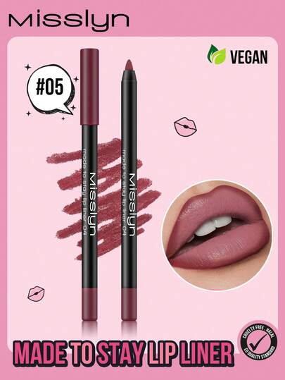 Misslyn Made to Stay Lip Liner, Longwear Rich Lip Colors, Slipable Gel Lip Pencil, Smidig applicering, Naturlig finish, Kan formas med en pennvässare, Högpigmenterad naturlig läppsmink, Långkläder Smidig Ultra Fin