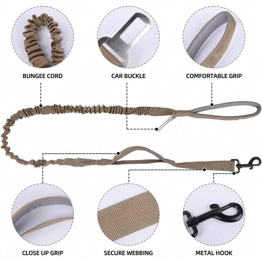 Pechera Arnésáctica Reforzada con Correa Perros Grandes (Khaki, XL) - Caqui - Ver 1