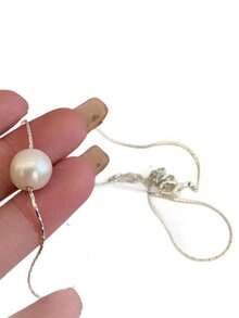 1pc Single Freshwater Pearl Element Chain Necklace For Women, Featuring A Minimalist And Niche Design, Fashionable And Luxurious, Versatile Necklace - Multicolor - View 5