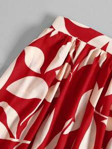 Chân váy chữ A cạp cao in hoa EARO dành cho nữ, thích hợp cho kỳ nghỉ hè, du lịch và mùa xuân. - Đỏ - Xem 7