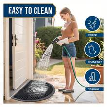 Half Circle Front Door Mat Outside Entrance, Heavy Duty Sturdy Natural Rubber Doormat, Trap Dirt And Moisture, Low Profile Mats For Indoor Outdoor Entry, Irregular Triangle 36x24, Black - 多色1718 - 查看 5