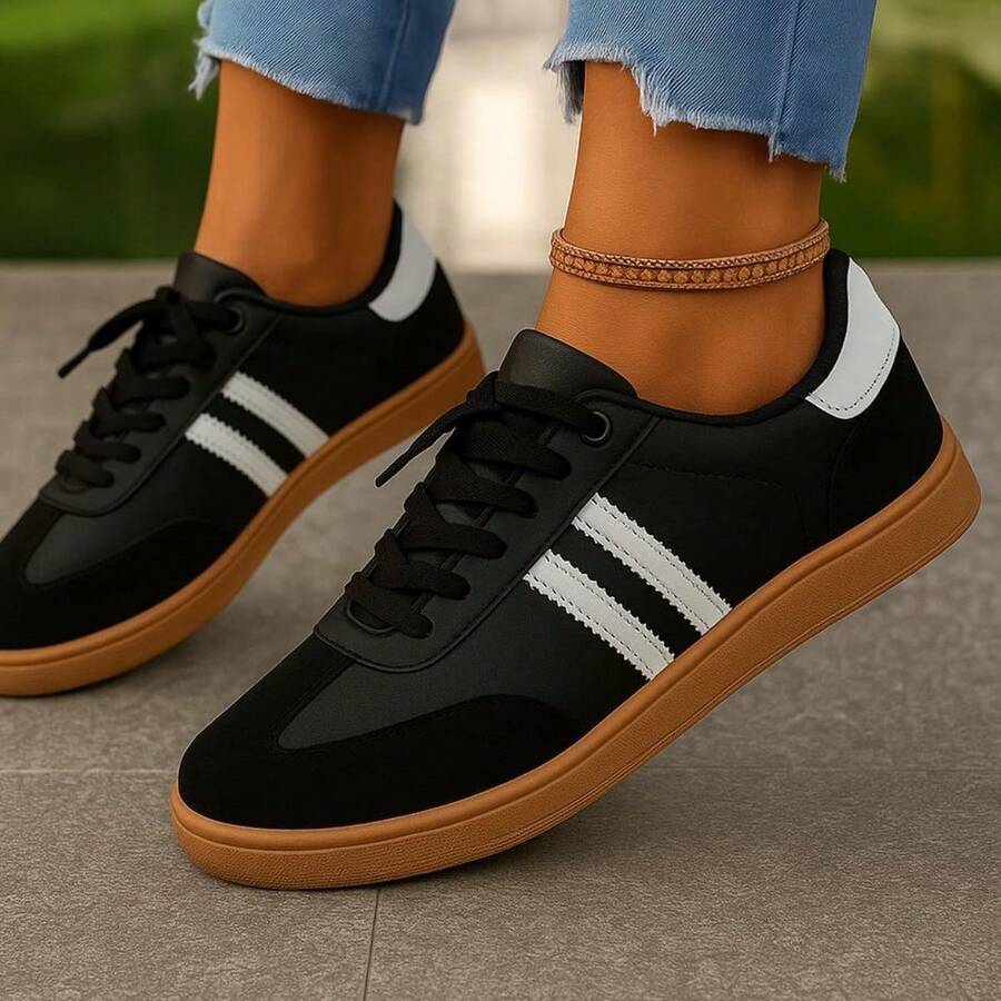 Women's Casual Sneakers, Young Look, Retro Style – Urban And Cool Fashion 2025 - màu đen - Xem 1