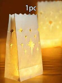 10个阻燃蜡烛袋，灯笼袋，不含蜡烛。白色灯笼蜡烛袋 - 可重复使用阻燃棉质材料 - 适用于婚礼、情人节招待会、订婚活动、求婚 - 白色 - 查看 12