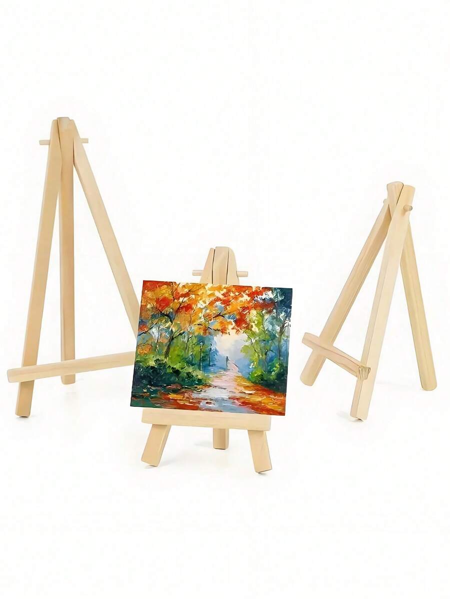 5件套迷你木制艺术画架 - 稳固底座A型桌面展示架，适用于儿童绘画、艺术家、摄影师、办公室、家居装饰 - 展览、派对、教室的理想之选 - 优雅的木制展示架，简约设计，光滑表面，轻巧的桌面展示架，艺术品展示架，耐用木纤维板，小型装饰品 - 彩色 - 查看 1