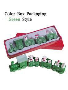 1pc Christmas Decor 4-Piece Mini Train Figurine(Dimensions After Assembly(7.67inx1.81in)), Children's Birthday Gift, Display Decoration