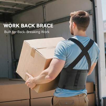 Pas lędźwiowy z podparciem pleców i szelkami, regulowany pas lędźwiowy dla mężczyzn i kobiet, pas lędźwiowy do pracy w magazynie budowlanym i przy podnoszeniu ciężarów