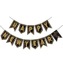 New Year Decorations 2026,Happy New Year Banner With Shiny Letters, 2026 New Year Eve Party Supplies, Premium Black And Gold Party Decorations For New Year Holiday Indoor Outdoor - Multicolor - View 1