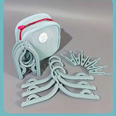 6-Aufhänger 12-Haken Faltbarer Reise-Wäscheständer mit Aufbewahrungstasche, tragbarer Wäscheständer für Outdoor, Reisen, Wohnheim, Hausgebrauch, kompaktes leichtes faltbares Design für schnelles und effizientes Trocknen, platzsparender Kleiderständer, stabiler rostfreier Rahmen, vielseitiger Garderobe-Lufttrockner für Schrank, Balkon, Terrasse und Innen-Wäschebereiche, idealer Reisebegleiter, Wohnheim-Grundausstattung, atmungsaktive Aufhängelösung für Hemden, Kleider, Unterwäsche und Sportbekleidung mit einfacher Aufstellung und praktischer Aufbewahrungstasche