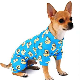 四脚连体宠物服装，轻薄款，适合博美犬、吉娃娃等小型犬。