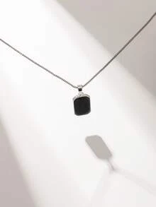 Nooxian 1pc Fashionable Geometric Element Long Black Pendant Necklace For Women - Silver - View 5