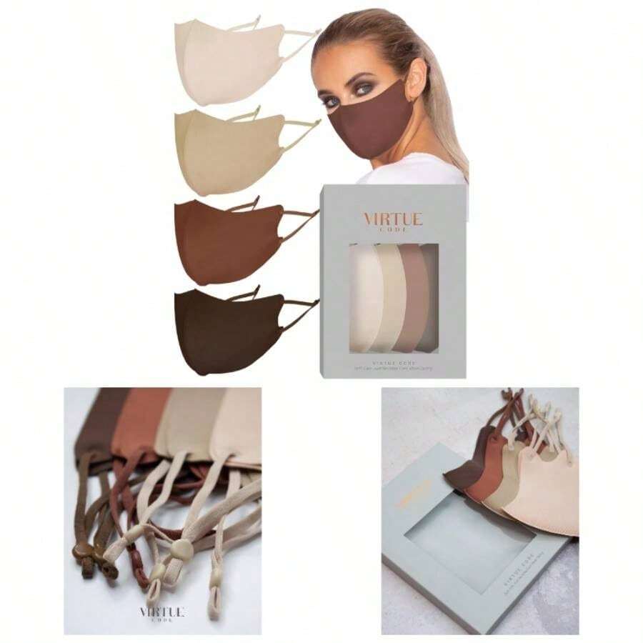 Second Skin Cloth Face Pack with Adjustable Ear Loops. 4 Buttery Soft Masks Washable Fabric - Desert Face Reusable. Stretchy, Comfortable, Facemask. - inicial - Ver 1