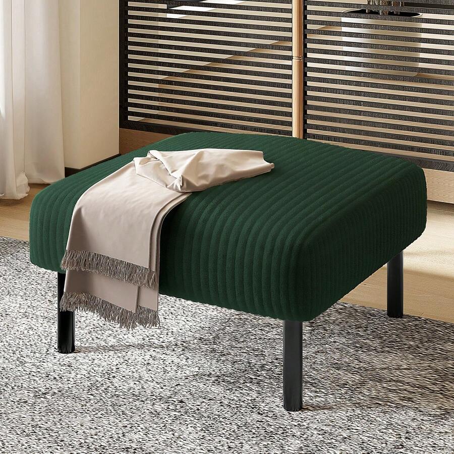 Premium Cord Fabric Stool With Metal Frame - Super Soft Velour Cover For Maximum Comfort - Versatile As A Footrest, Seat Stool, Or Side Table - Quick And Tool-Free Assembly - Zamrud + Tali + Busa + 1 Dudukan - View 1