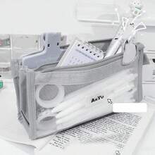 Geantă transparentă cu 5 straturi de plasă, husă pentru creion, husă de depozitare vizibilă cu buzunar, pentru papetărie școlară