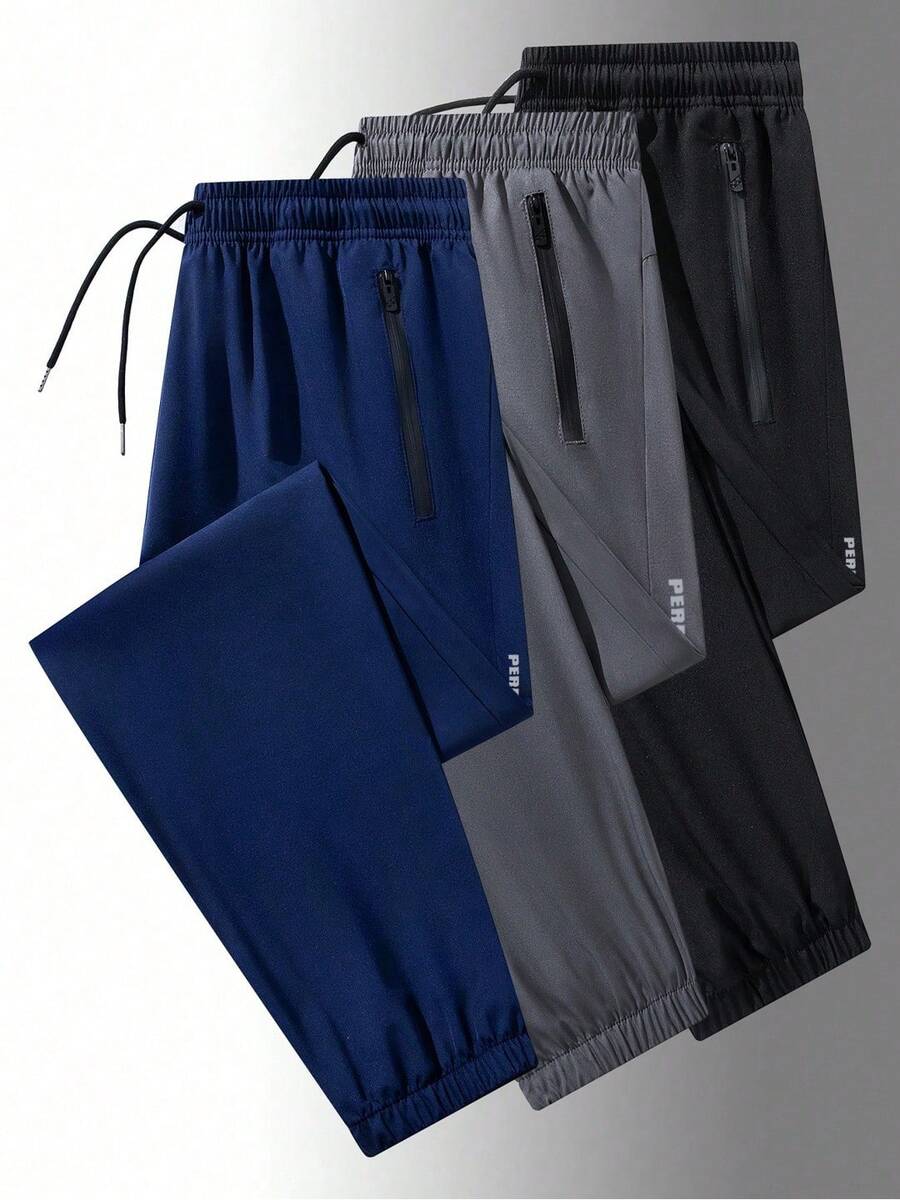 Men Fitness Boyfriend Style Men Drawstring Waist Flap Pocket Side Sports Pants