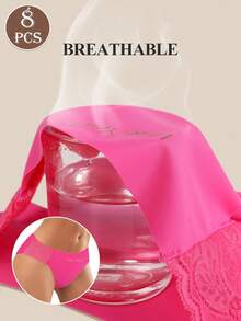 MEIYATING 8-Pack Of Women's Low-Rise Briefs, Solid Color, Lace Trim, Lightweight And Breathable Black. - Nhiều màu - Xem 5