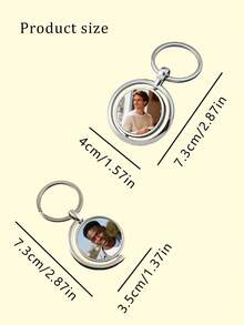 1pc Customized Double-Sided Rotating Photo Keychain, Suitable As Personalized Gift For Valentine's Day, Boyfriend, Father, Girlfriend, Student Couples - Multicolor - View 3