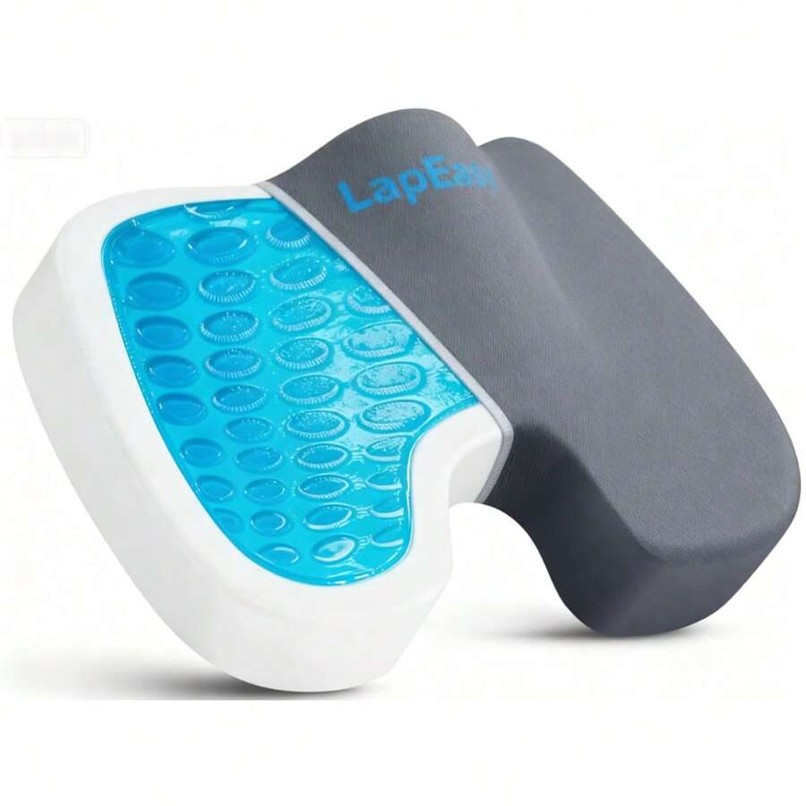 LapEasy Seat Cushion For Office Chairs, Car, Wheelchair, Extra Large Desk Chair Cushion For Back Pain Tailbone Pain Relief, Cooling Gel Enhanced Memory Foam Office Chair Seat Cushion For Long Sitting - 灰色 - 查看 1