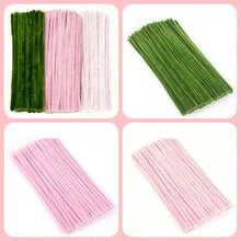 150/300pcs Chenille Stem Craft Supplies, 3 Colors, Pom Pom Flower Set, Pom Pom Craft Kit, Suitable For Arts And Handmade Projects Creative DIY Decoration - Multicolor - View 7