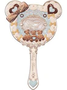 The Sweetie Bear Hand Mirror,Vintage Portable Handheld Mirror,Fancy & Pretty Princess Mirror With Long Handle,Gift For Girls(Creamy Pink) - The Sweetie Bear-minty Blue - View 2