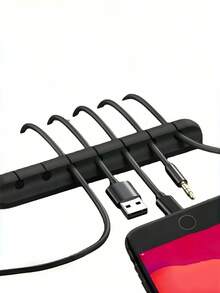 1-Pack Self-Adhesive Silicone Cable Organizer 3-Hole 5-Hole 7-Hole Office Desk Storage Headphone Cable Mobile Phone Data Cable Wire Multi-Function Cable Winder Wall Cable Holder Desktop Storage Rack Back To School - Multicolor - View 3