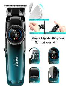 Kemei Electric Hair Clipper Professional Hair Cutting For Men KM-2279 & Electric Hair Trimmer KM-1740 Sculpting Clipper T-Blade Clipper 0mm Zero Gapped Carving Clipper Trimming For Men Daily Use Salon Use Set For Haircut Gift For Men - Green - View 10